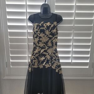 Elegant Black and Gold Floral Dress